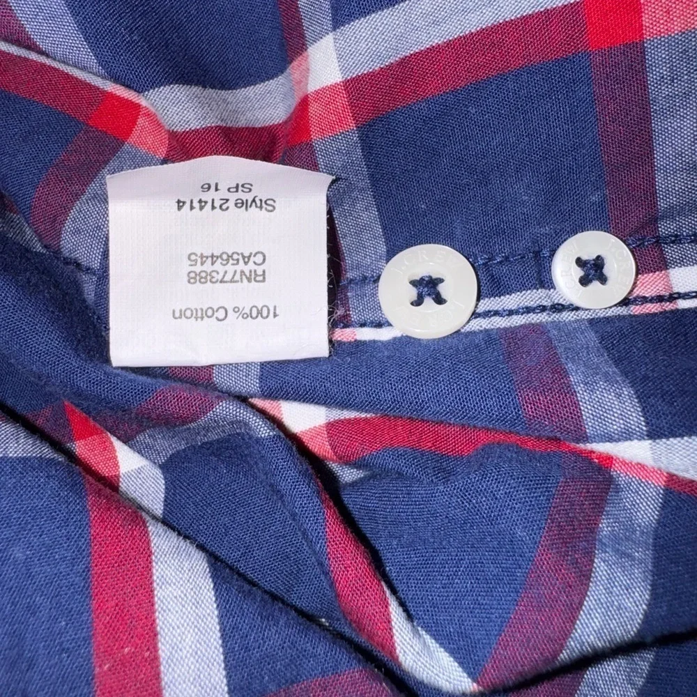 J Crew Shirt Mens Slim Blue Red Plaid Button Down Long Sleeve. Medium  VGUC